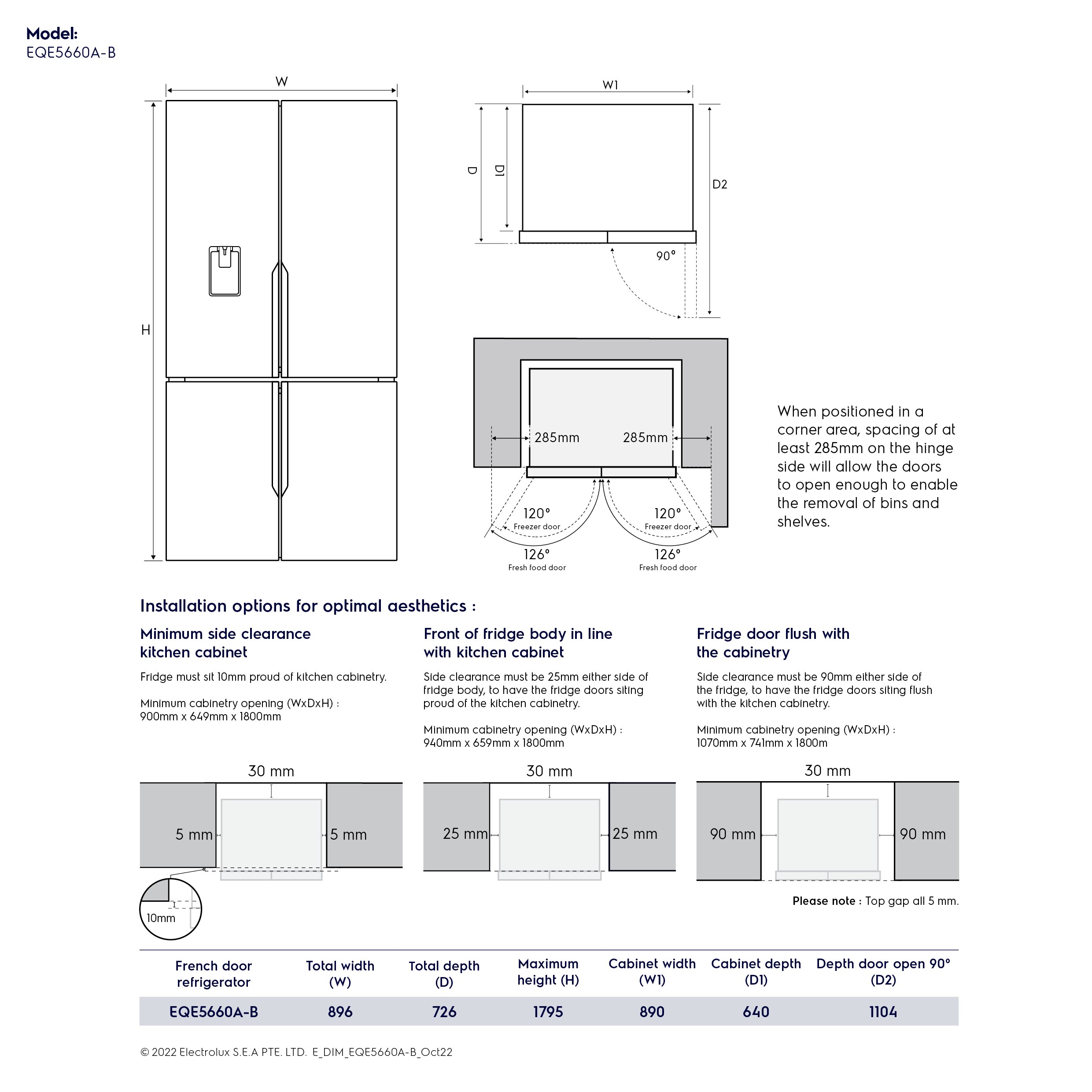 562L UltimateTaste 700 French Door Refrigerator - EQE5660A-B ...