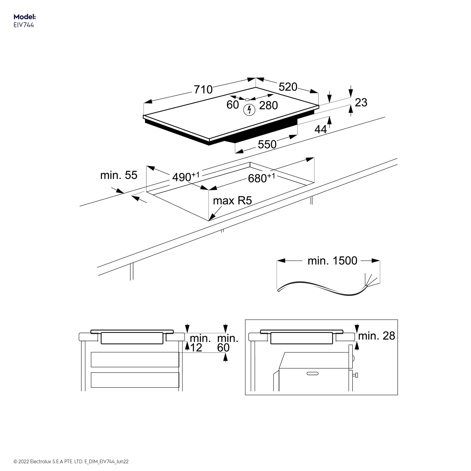 70cm InfinitePro Induction Hob - EIV744 | Electrolux Hong Kong